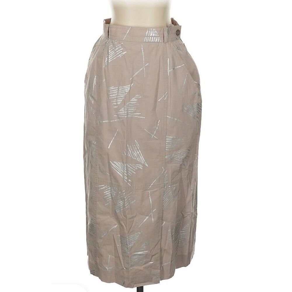 ESCADA Tan/silver  Pencil Skirt Slit Front Lined Size 36 / US 6